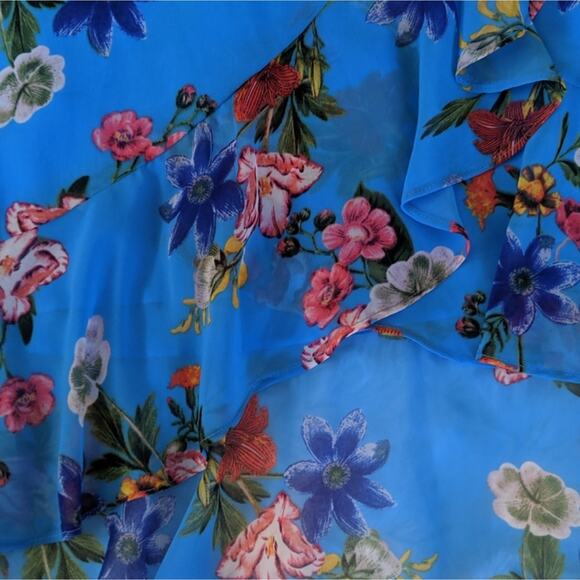 NEW Calvin Klein Ruffle Blue Floral Skirt 6 - Picture 6 of 8